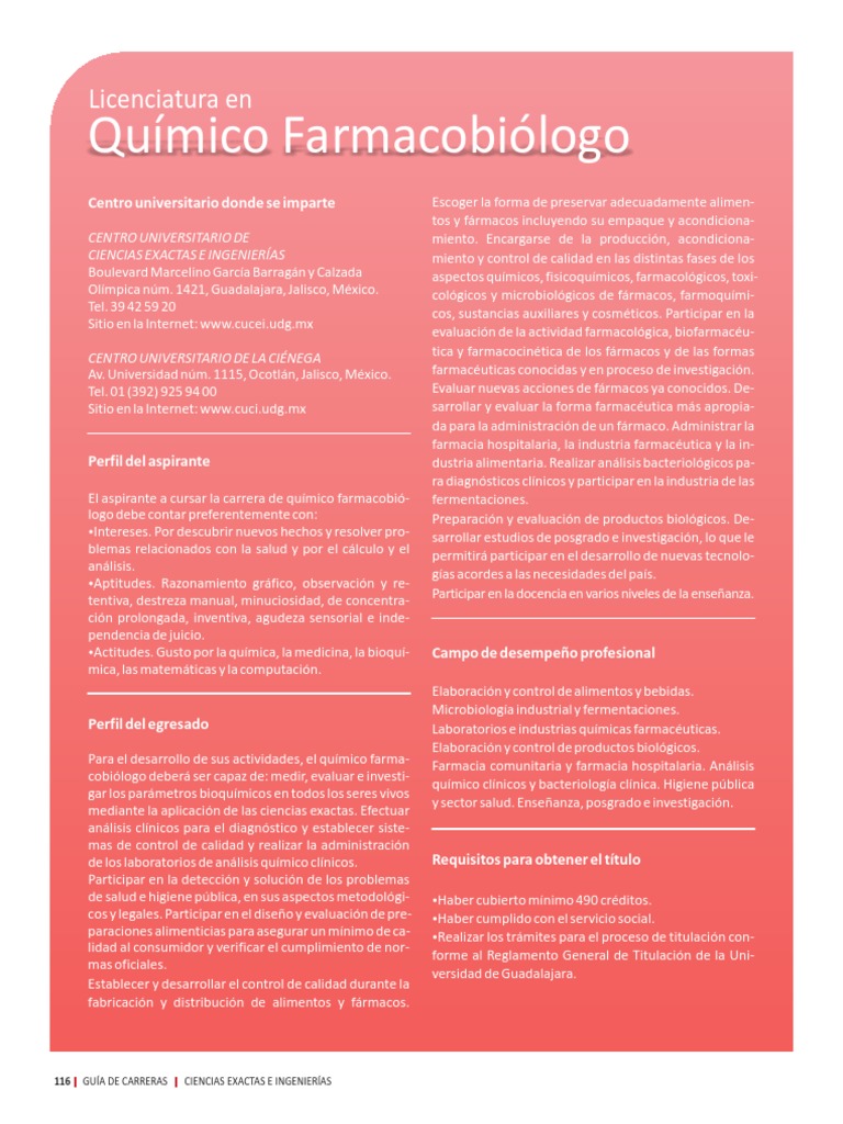 Plan de Estudios Licenciatura en Químico