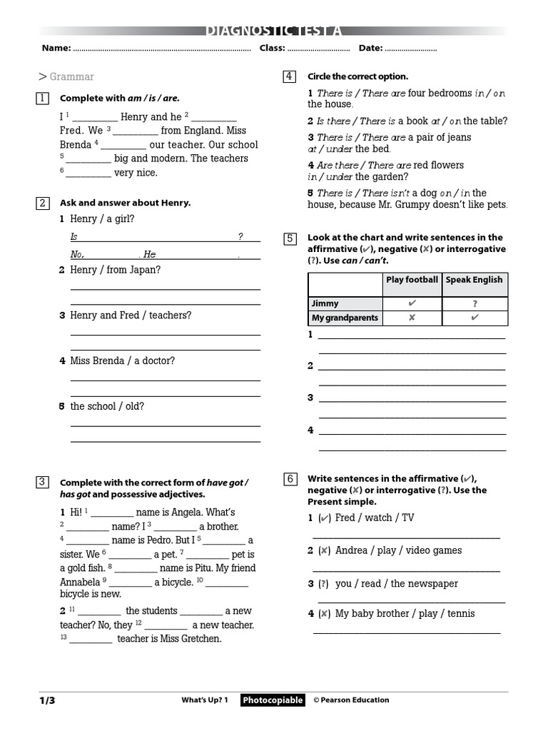 Wu 1 Diagnostic Test A | PDF