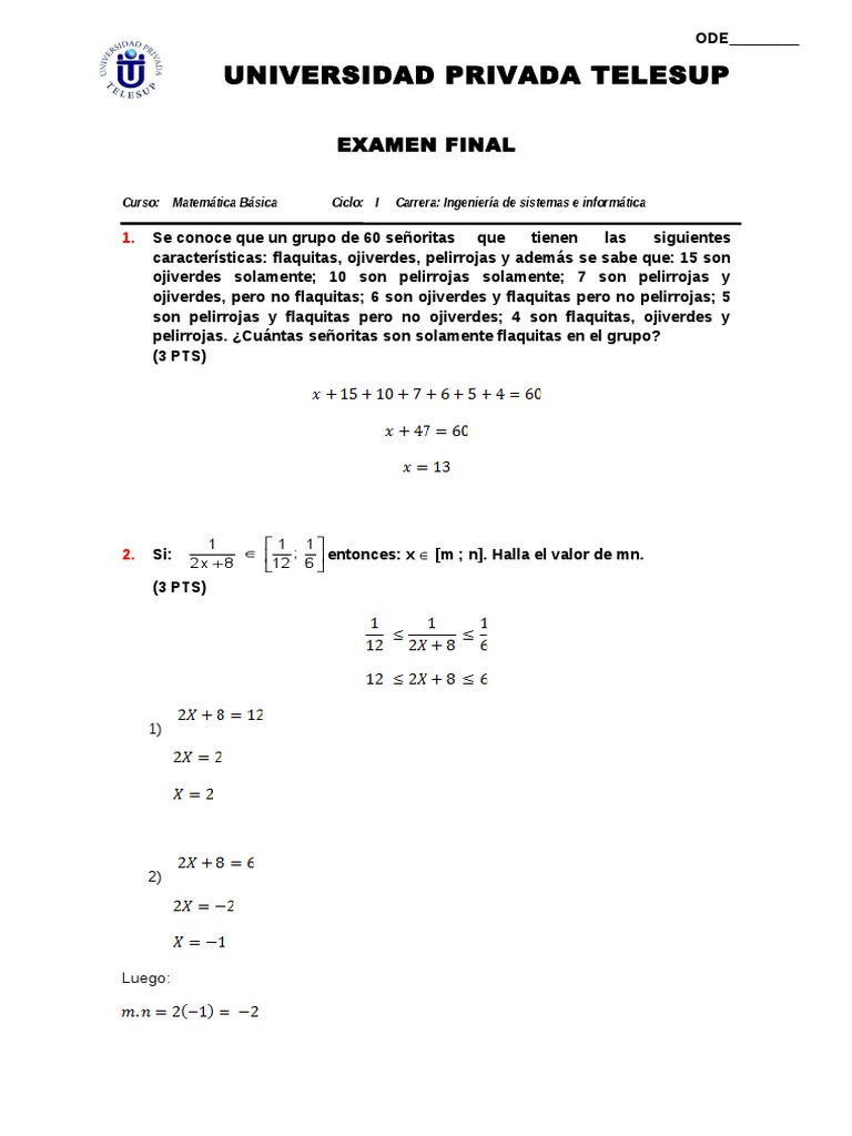 Examen Final Matematica Upt | PDF