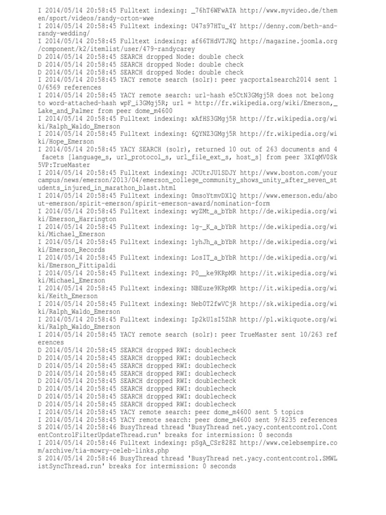 YaCy Search Engine Log File | PDF | Apache Solr