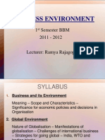 Business Environment: 1 Semester BBM 2011 - 2012