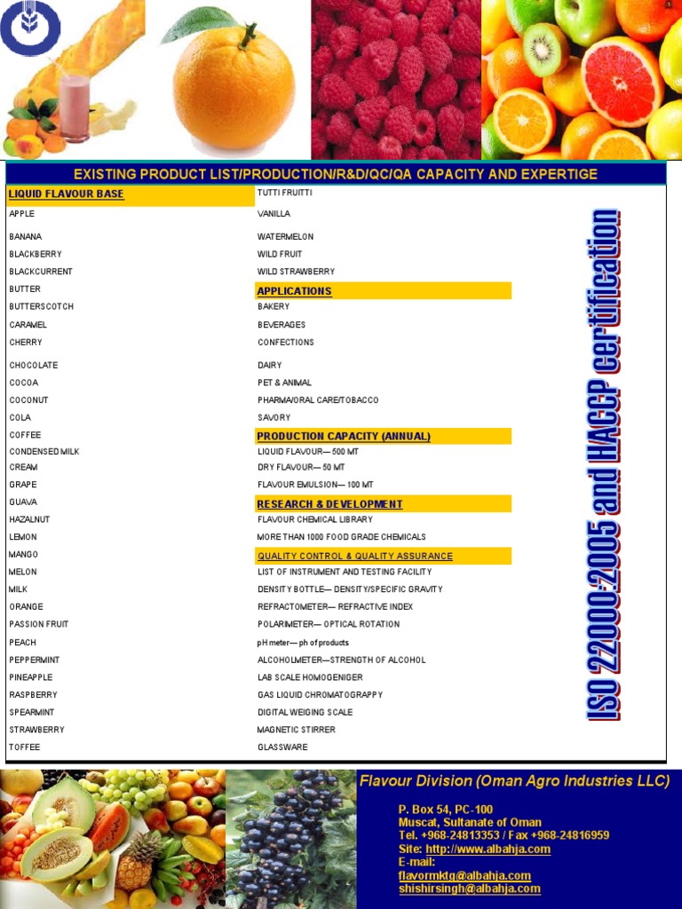 Flavour & Additive Product List - B | PDF | Cooking, Food & Wine