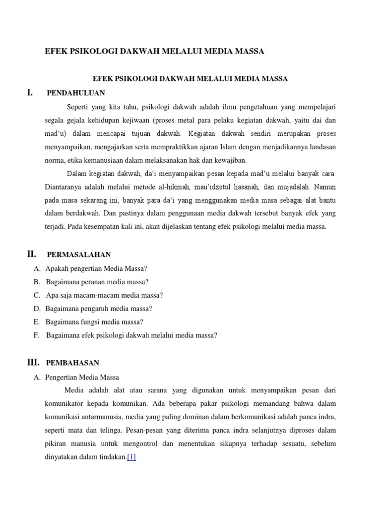 Efek Psikologi Dakwah Melalui Media Massa Pdf