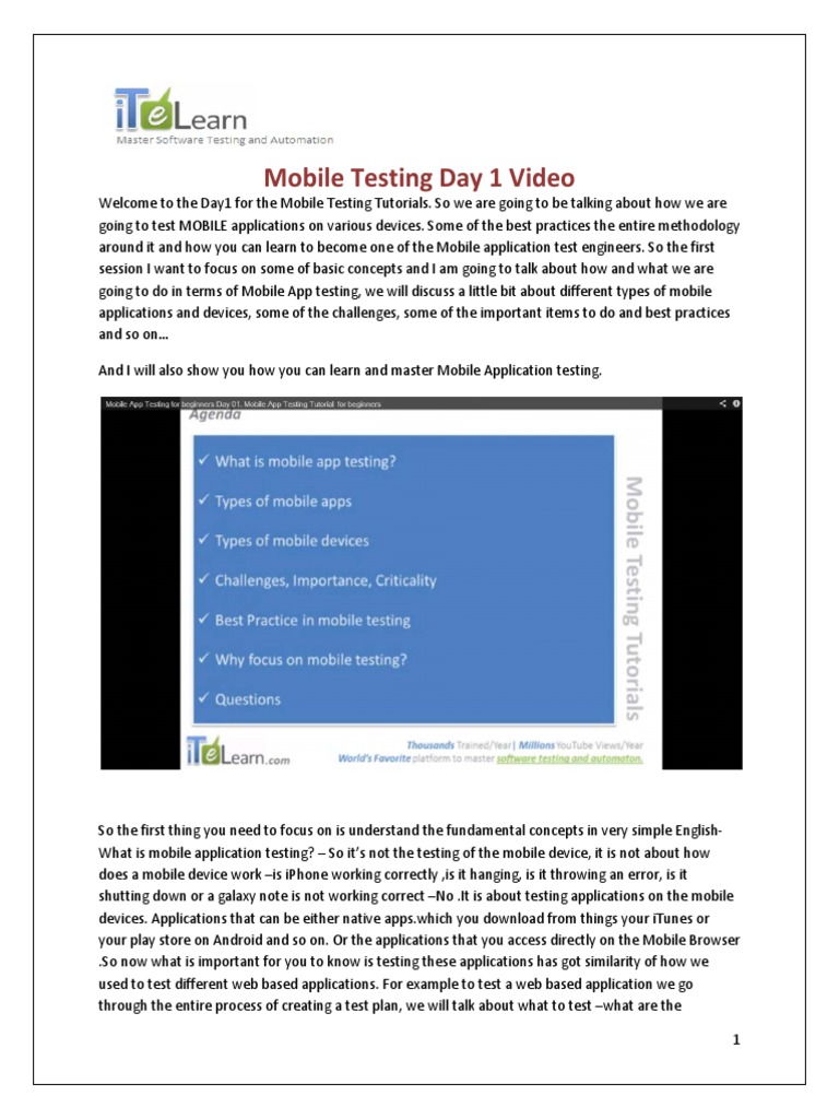 Introduction to Mobile Testing Fundamentals and Device Types | PDF ...