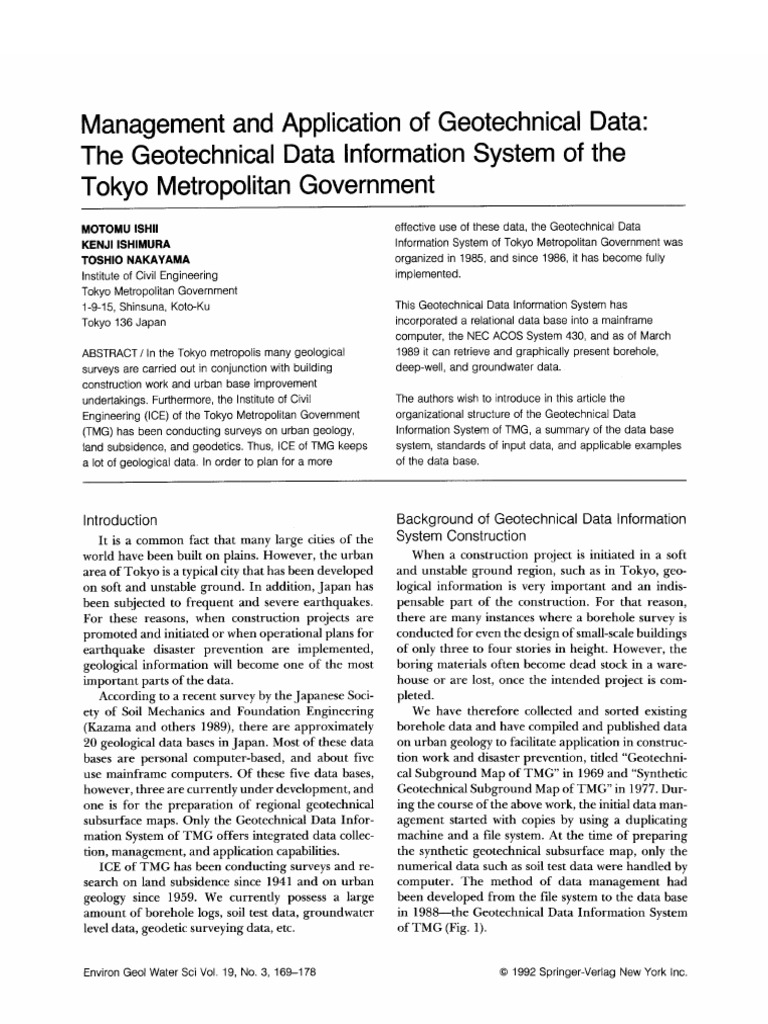 Management and Application of Geotechnical Data | PDF