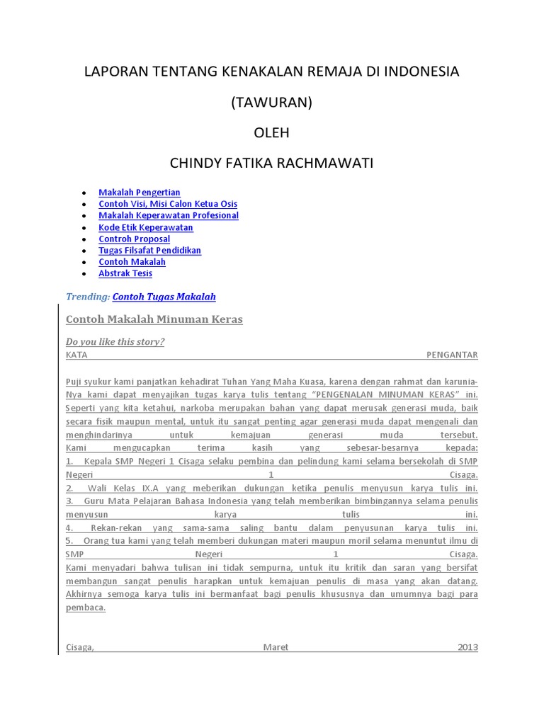 40 Koleski Terbaik Abstrak Makalah Kenakalan Remaja Amanda T Ayala