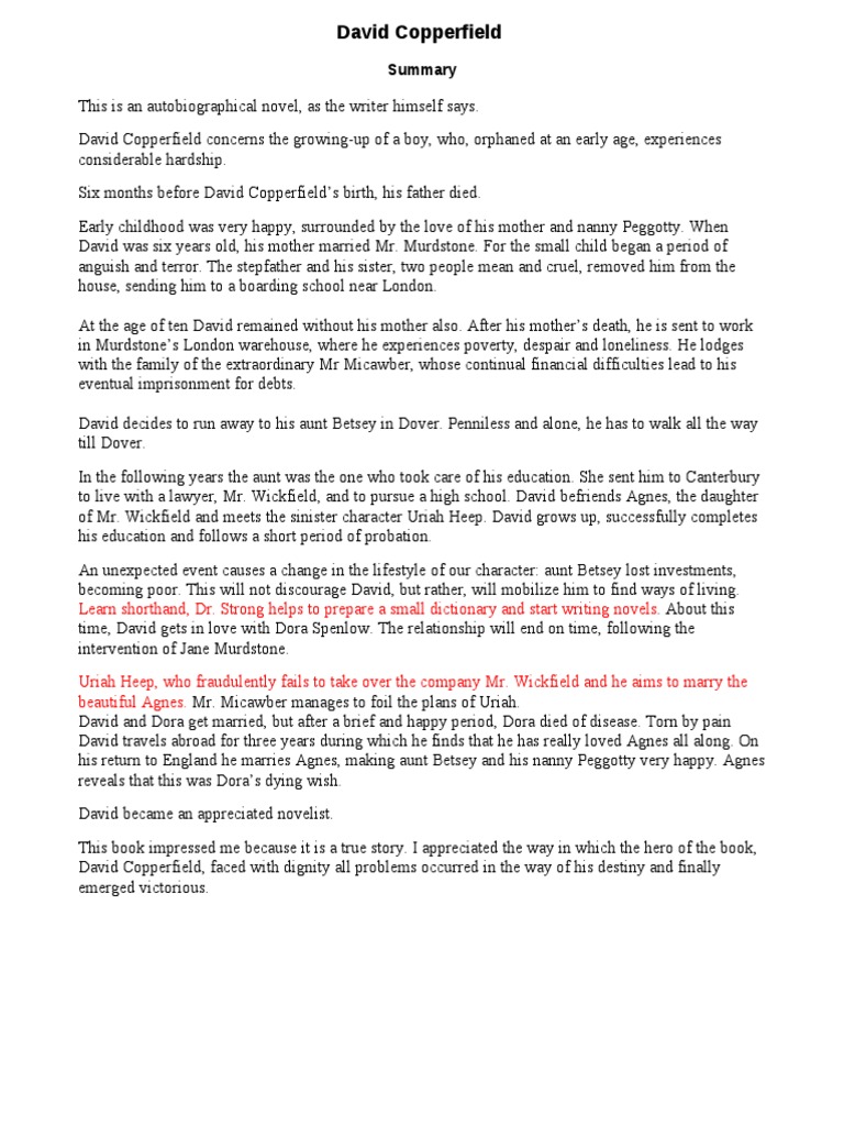 David Copperfield Summary David Copperfield Novels