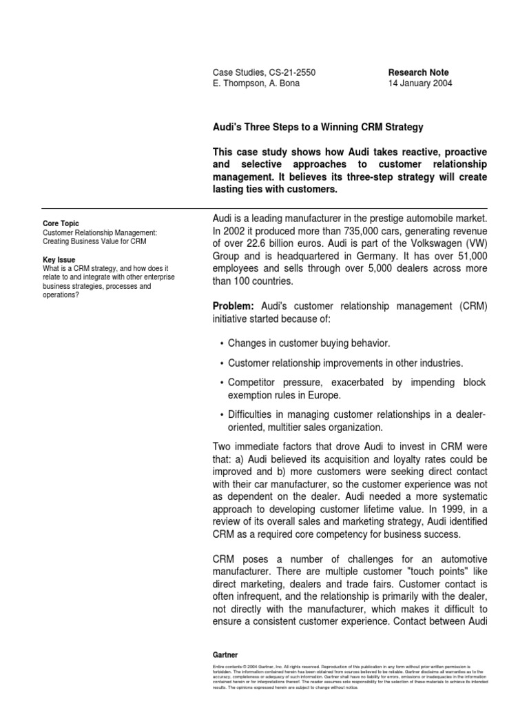 Audi Customer Relationship Management Customer Experience