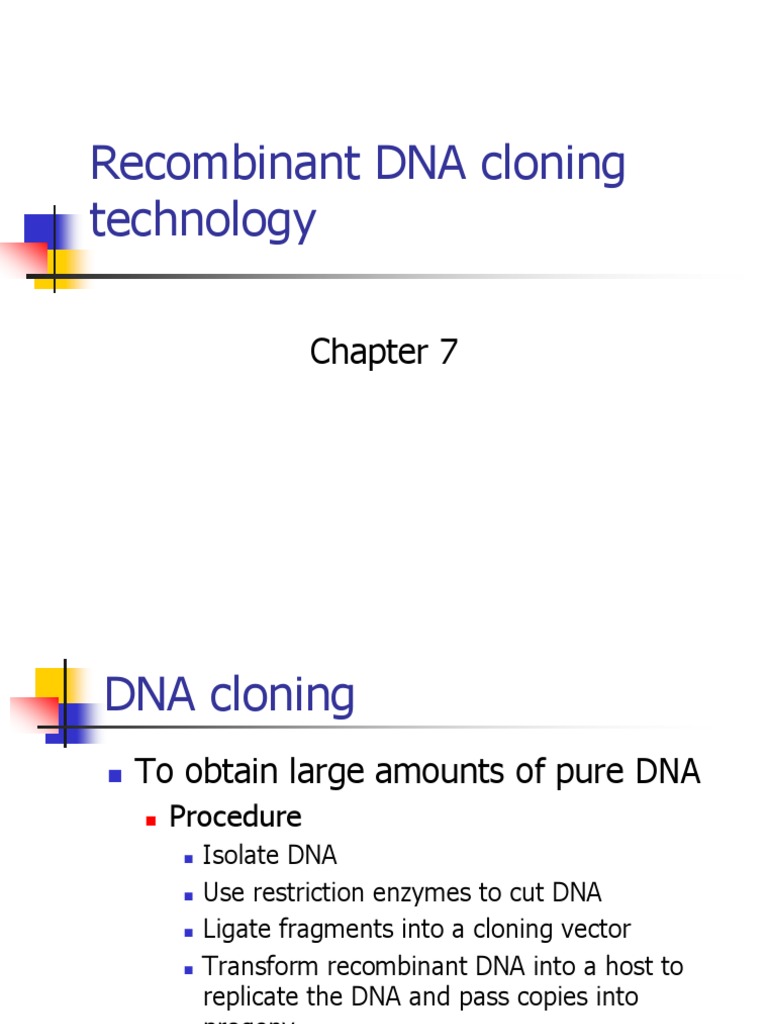 Recombinant DNA Cloning Technology | PDF | Molecular Cloning | Gel ...