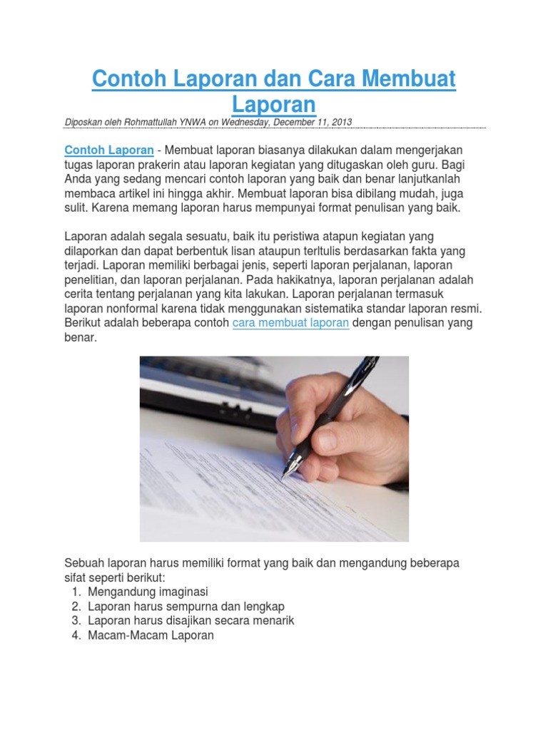 Dokumen Serupa Dengan Contoh Laporan Dan Cara Membuat Laporan