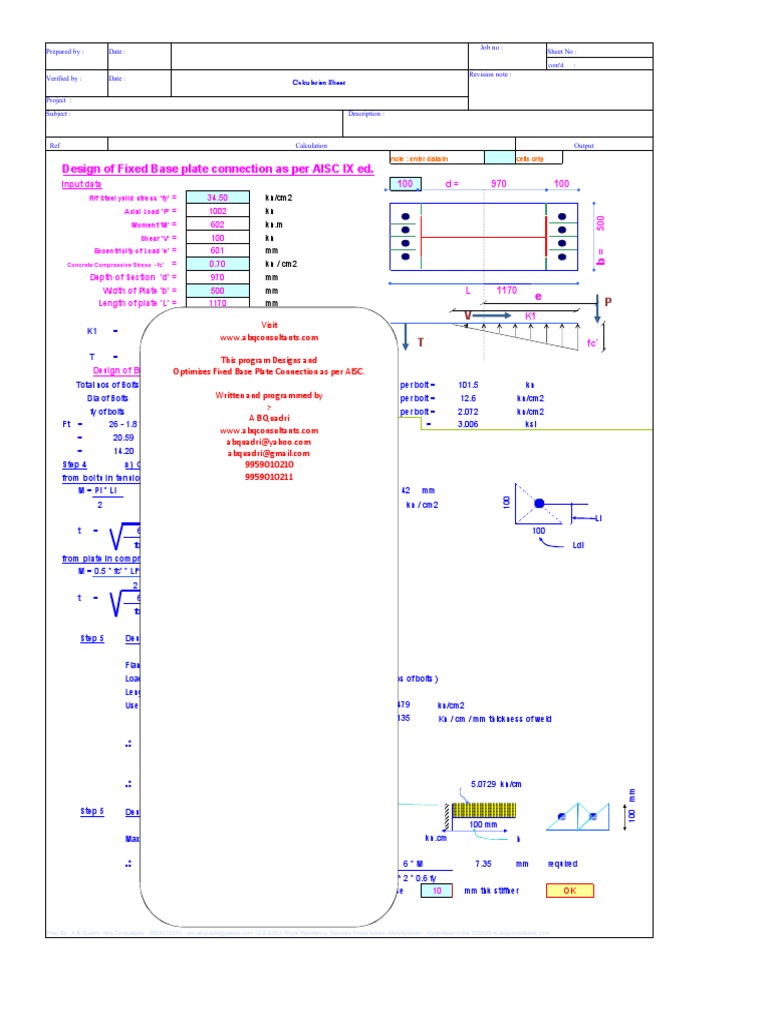 Fixed Base Plate Connection Design Guide | PDF | Technology & Engineering