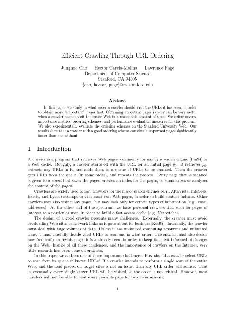 URL Ordering for Efficient Crawling | PDF | Information Retrieval ...