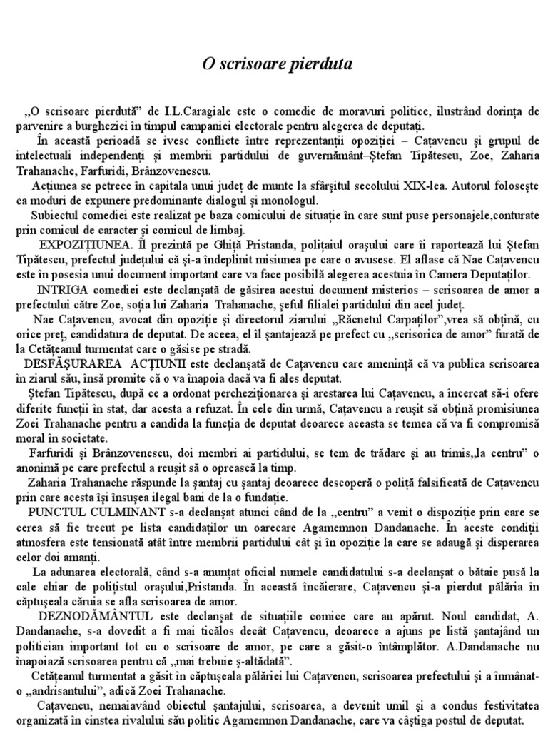 O scrisoare pierduta