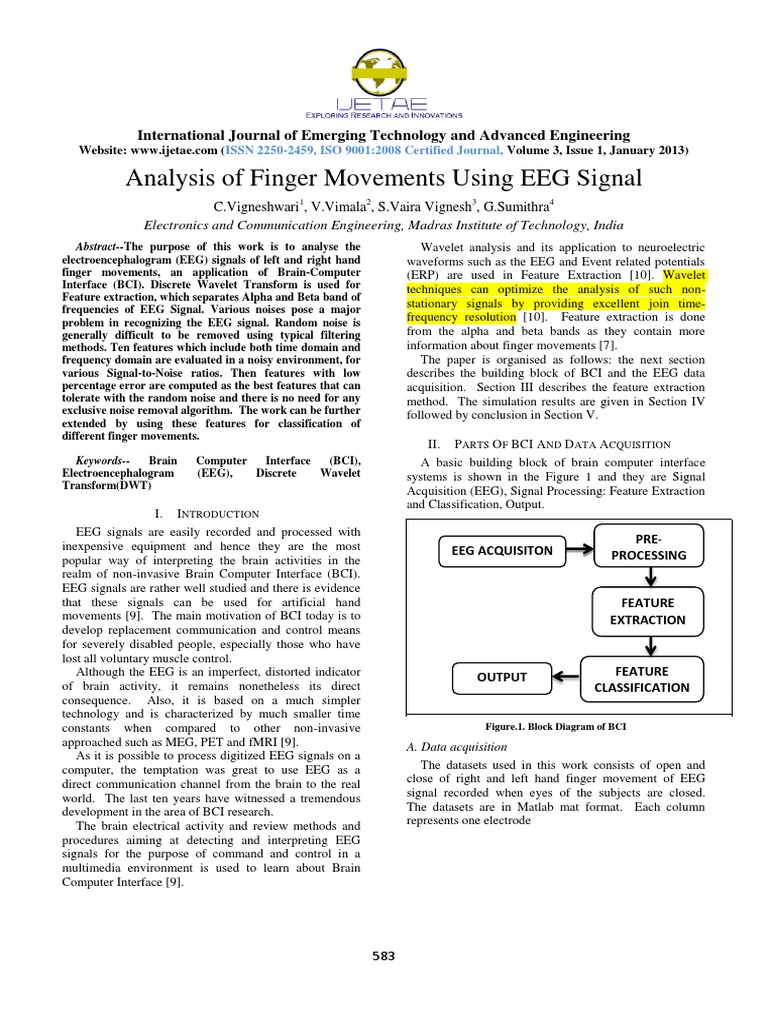 Analysis of Finger Movements Using EEG Signal | PDF | Wavelet | Root ...