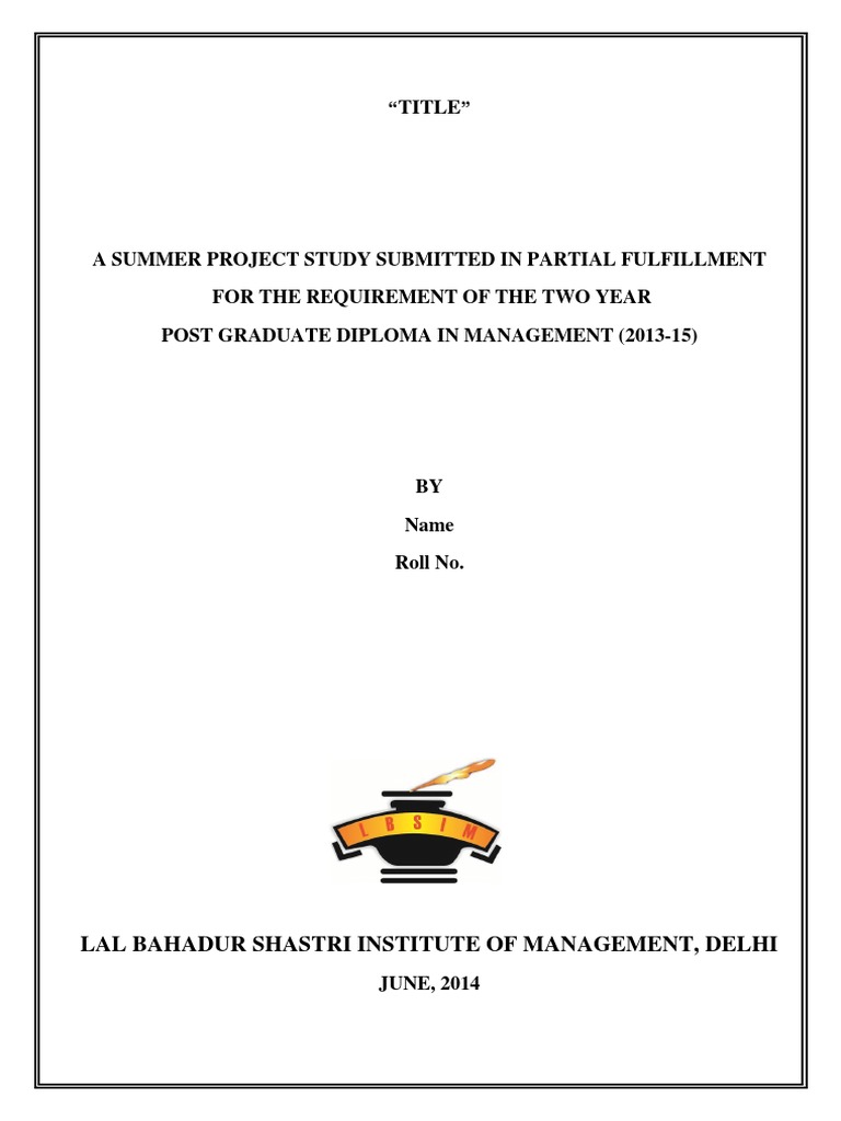 Summer Project Study in Management | PDF