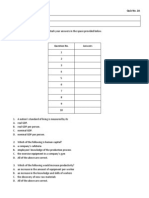 Principles of Macroeconomics Quiz No. 2A Answers