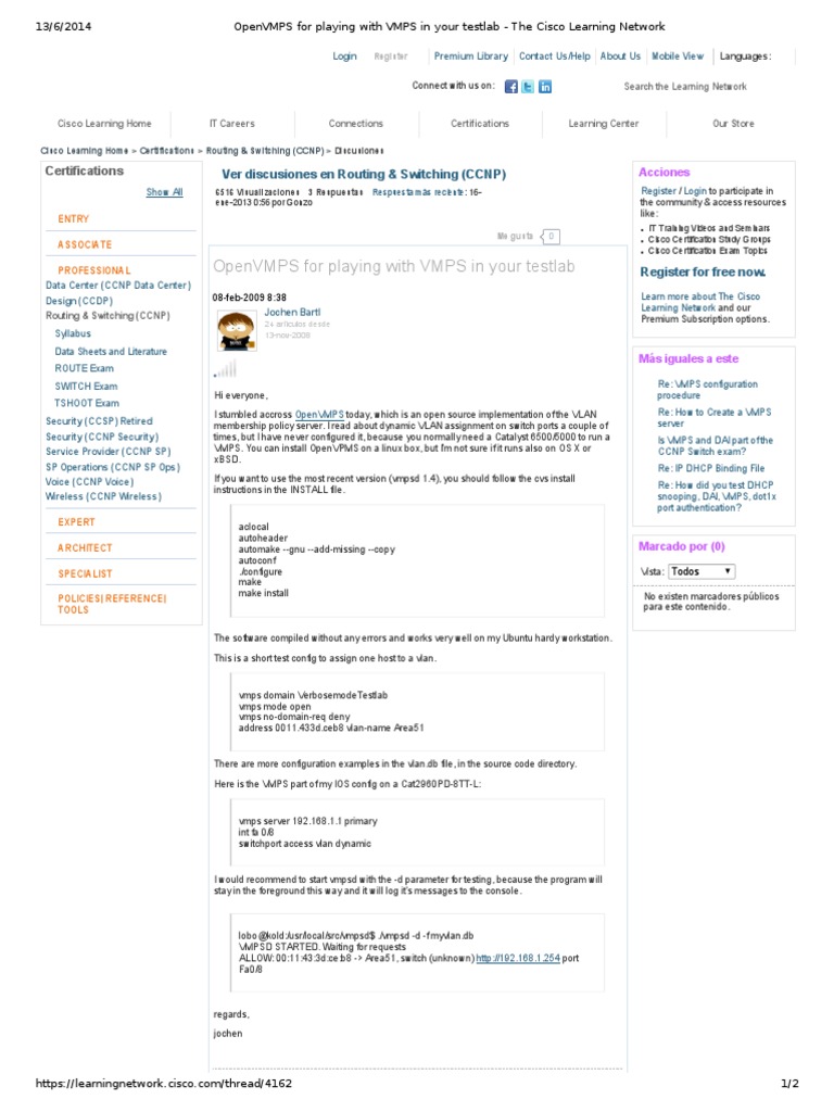 OpenVMPS For Playing With VMPS in Your Testlab - The Cisco Learning ...