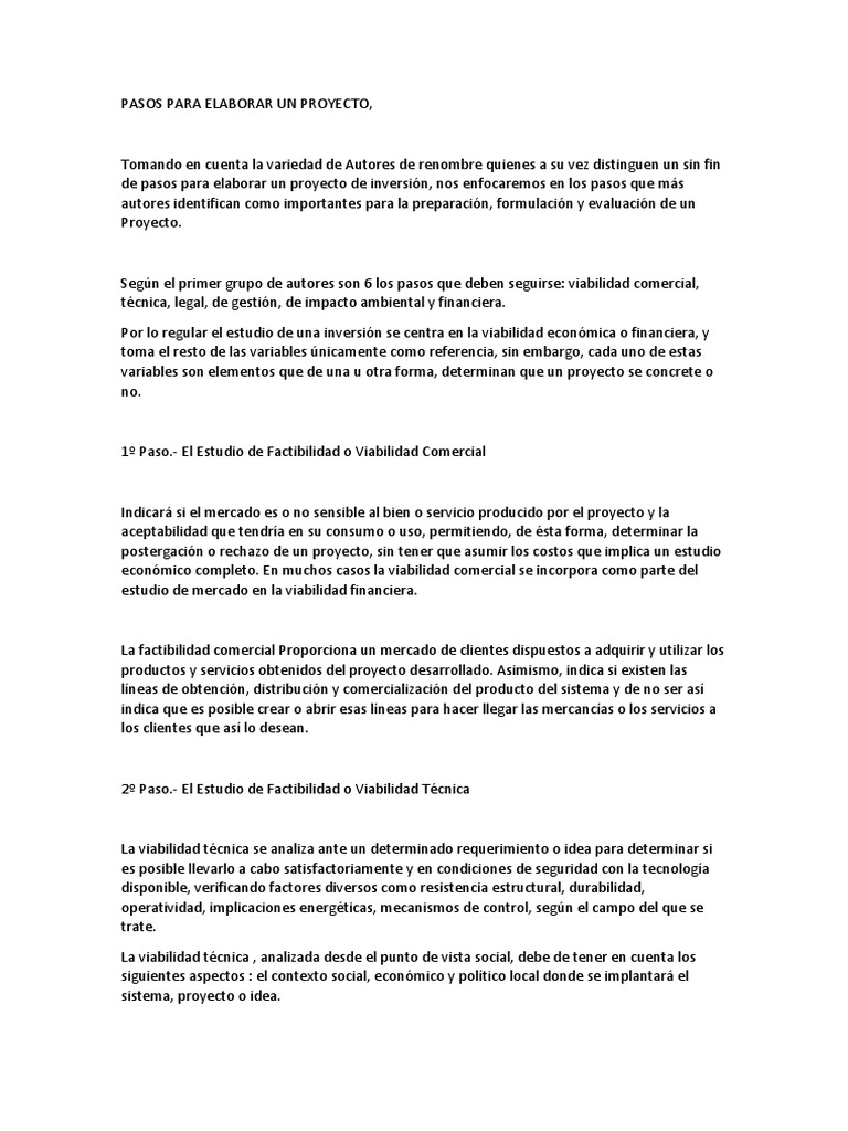 Pasos para Elaborar un Proyecto | PDF | Oferta (economía) | Mercado ...