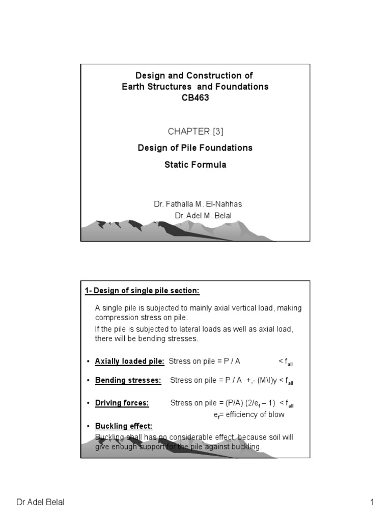 Design of Pile Foundations Explained | PDF | Deep Foundation | Buckling