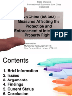 US Vs China DS362 - Measures Affecting The Protection and Enforcement of Intellectual Property Rights