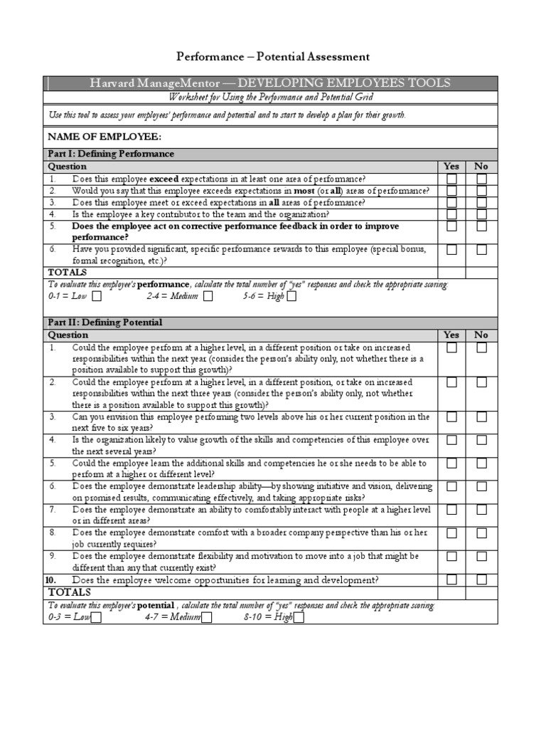 Performance Potential Assessment | PDF | Career & Growth