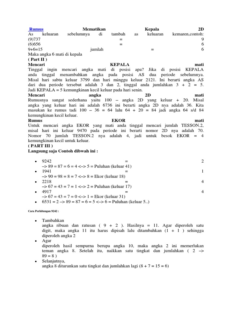 Mengungkap Pola Angka Togel 2D dan Cara Mencari Angka Mati Berdasarkan