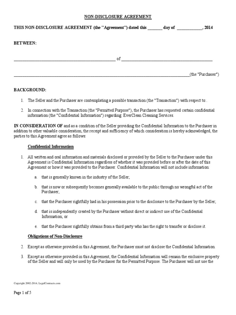 NonDisclosure Agreement for Confidential Business Information Related