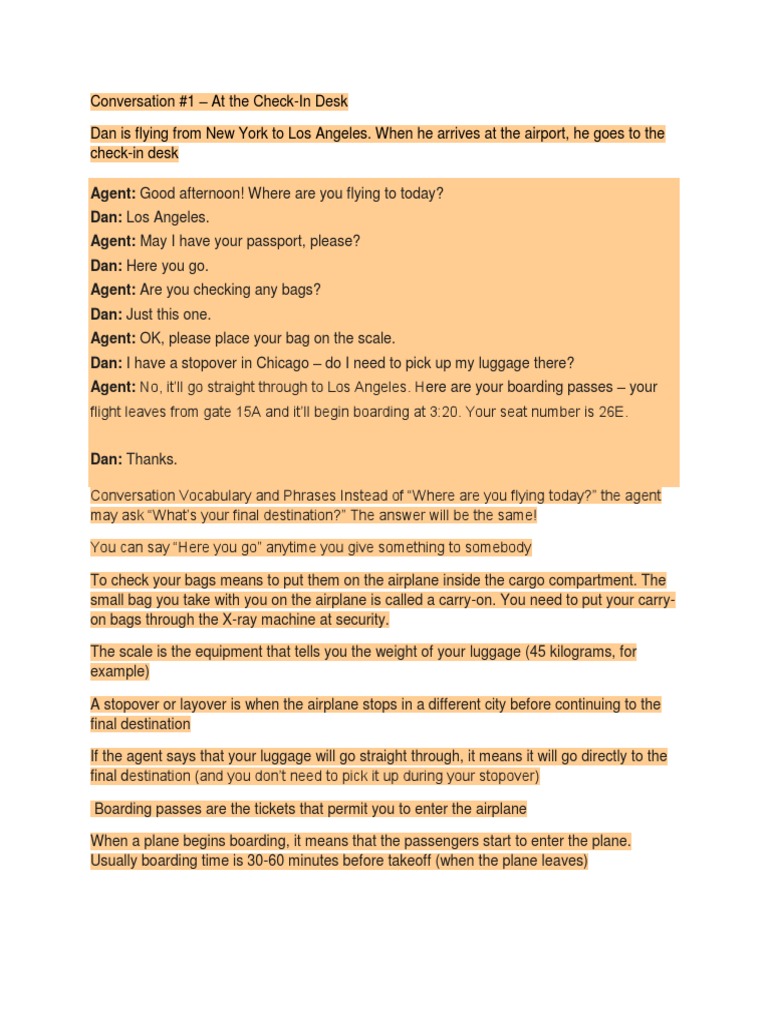 Conversation at the Airport Baggage Aviation