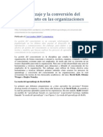 El Aprendizaje y La Conversión Del Conocimiento en Las Organizaciones