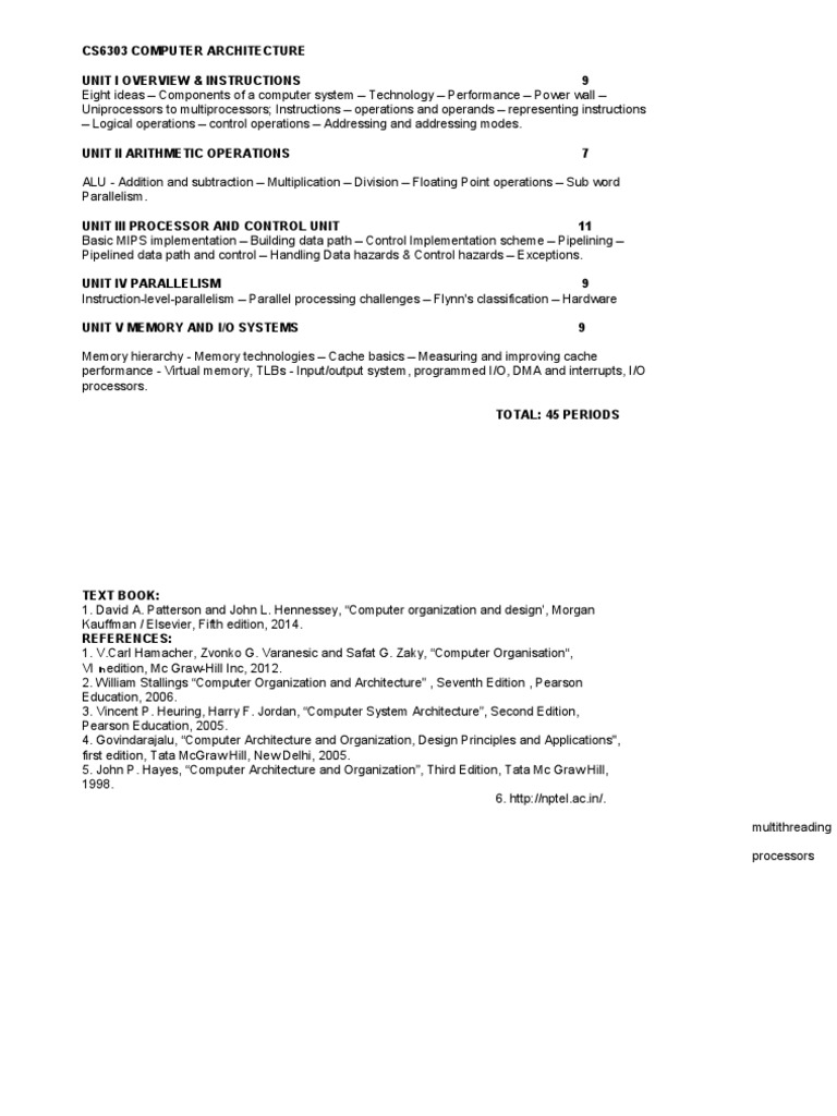 Cs6303 Computer Architecture | PDF