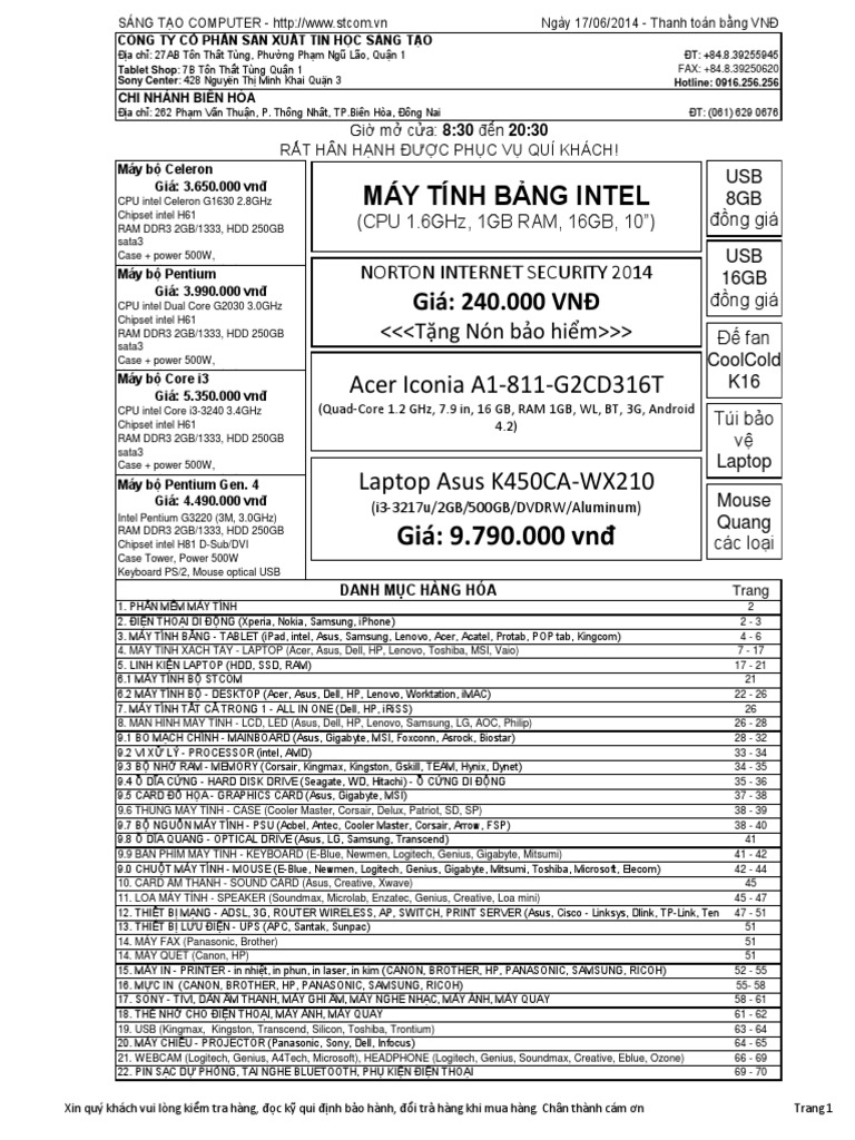 Bang Bao Gia - 16062014 | PDF