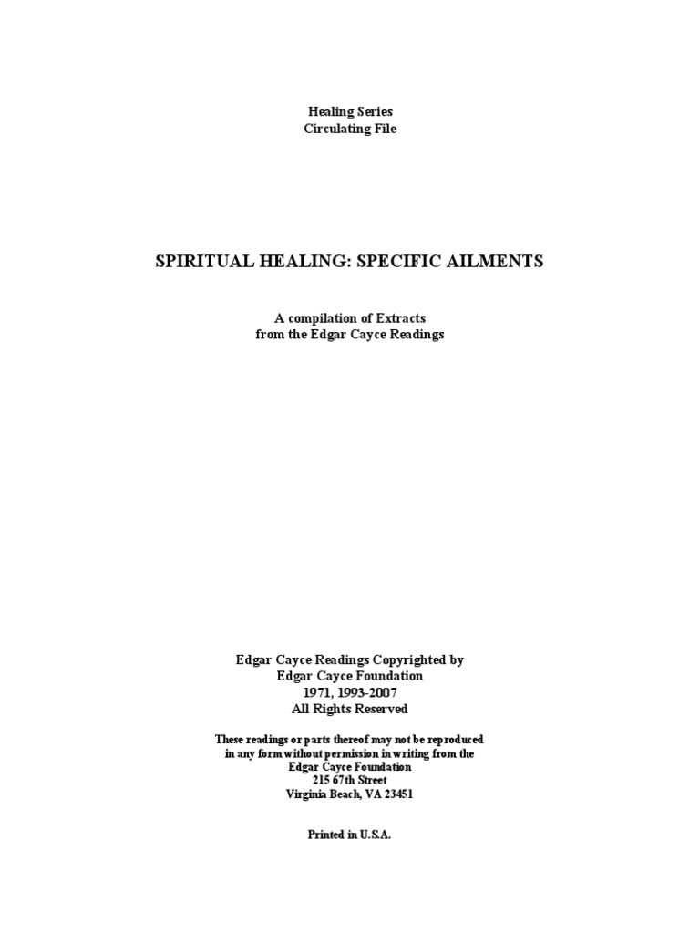 Spiritual Healing Specific Ailments | PDF | Prayer | Psychological Concepts