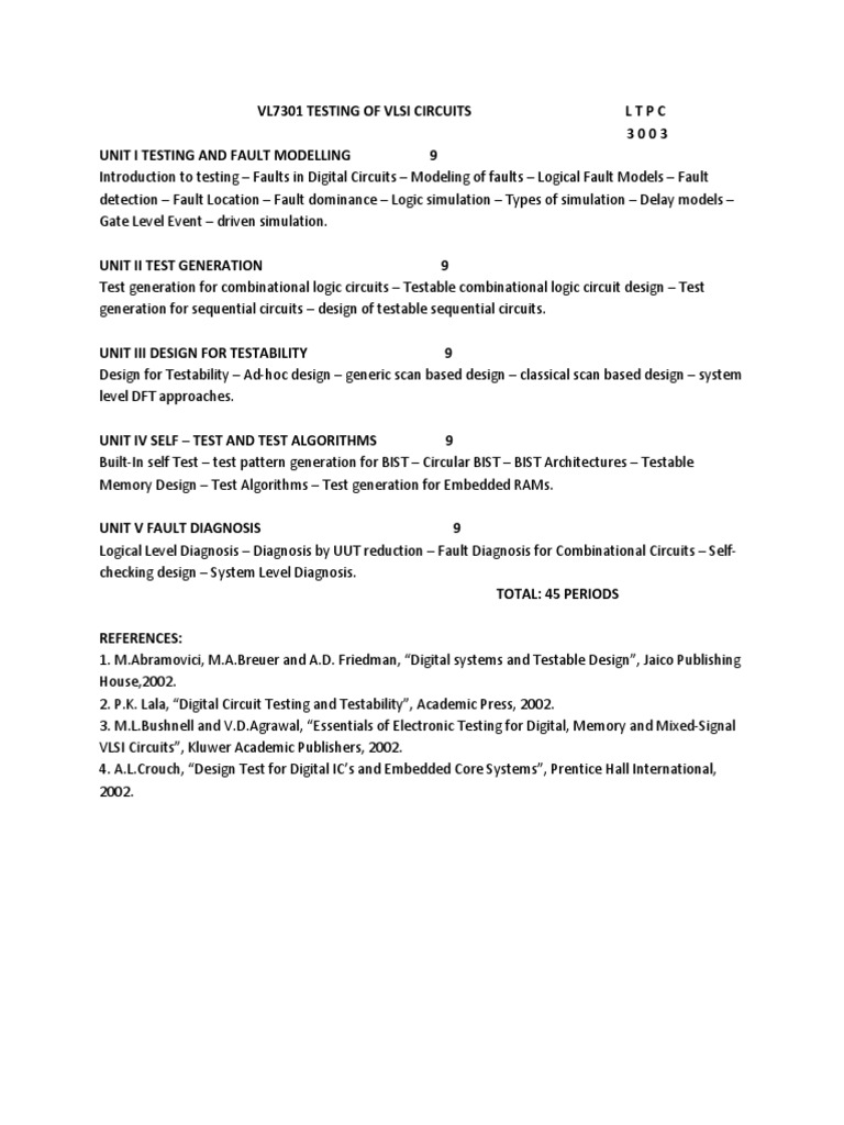 VLSI Circuit Testing and Fault Diagnosis | PDF