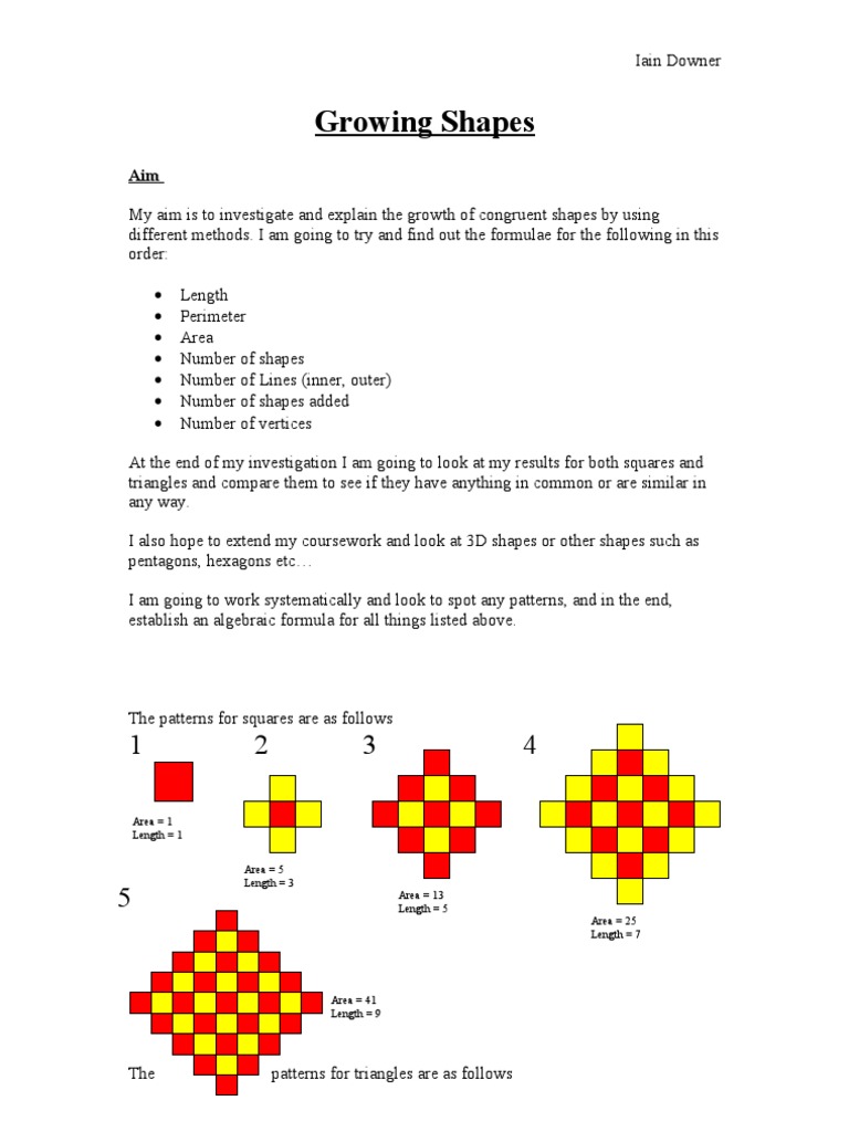 Growth Patterns in Shapes Analysis | PDF | Area | Triangle