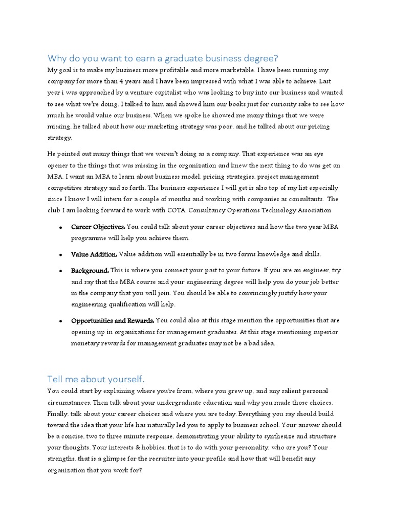 Pursuing an MBA for Business Growth | PDF | Master Of Business ...