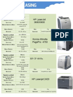 Printer specifications comparison