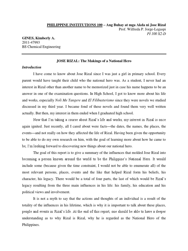 A Summary and Analysis of the Life of Rizal Philippines Politics