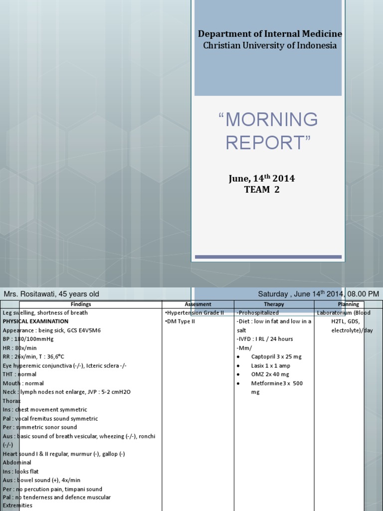 Internal Medicine Report: Hypertension & DM II | PDF | Thorax ...