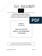 Directorate General For Research: The Taxation of Parent and Subsidiary Companies