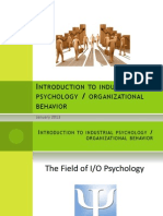 Ntroduction TO Industrial Psychology Organizational Behavior