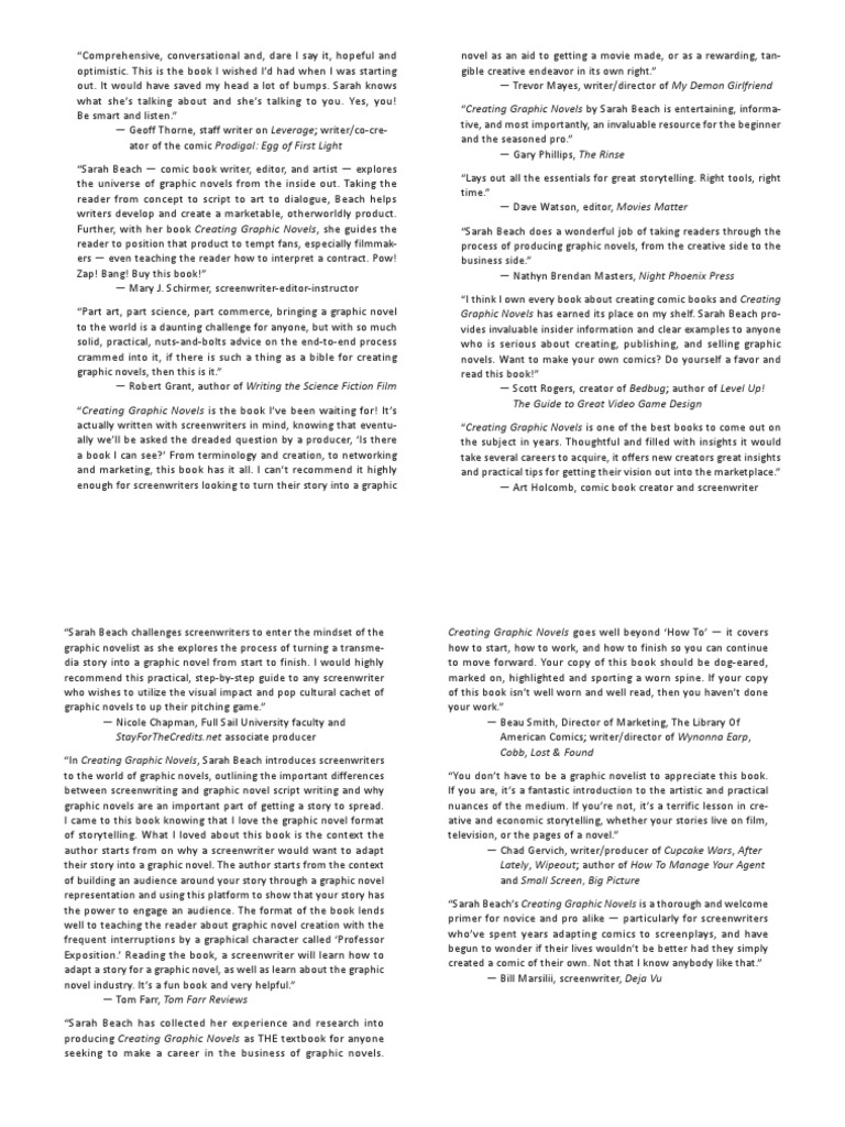 Creating Graphic Novels Sample Pdf Screenwriter Screenplay