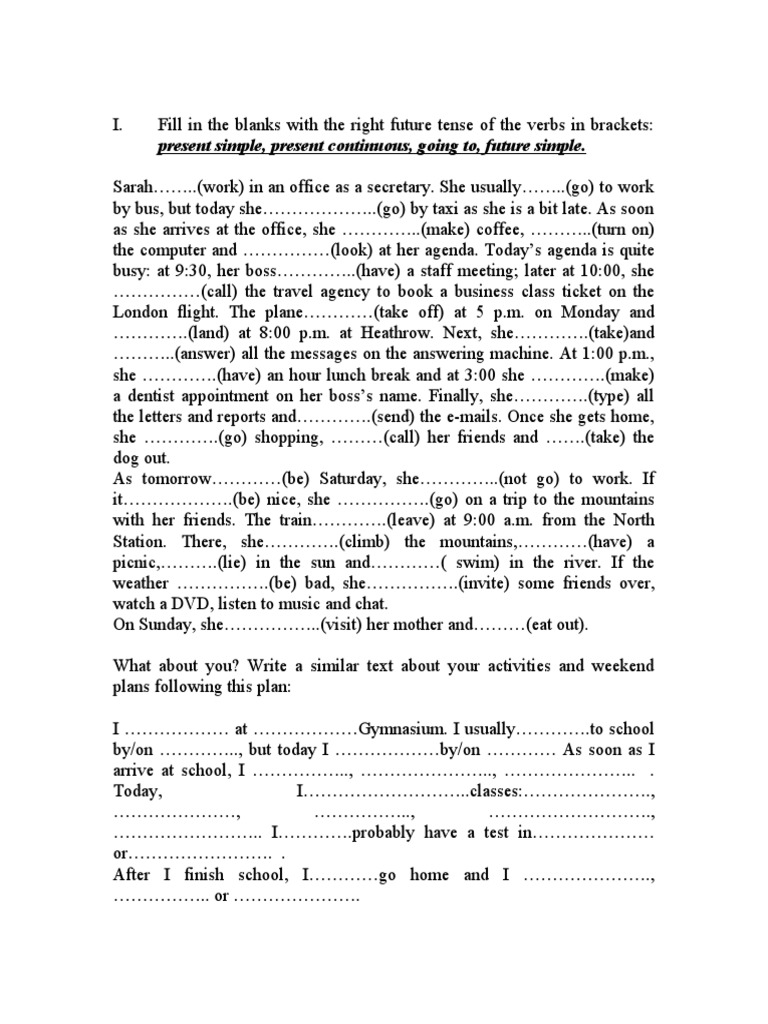 Future Tense Exercises Worksheet | PDF | Morphology | Onomastics