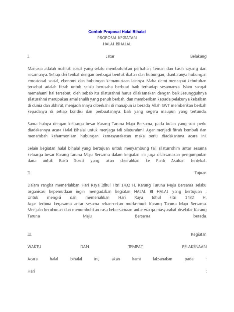 Contoh Proposal Halal Bihalal