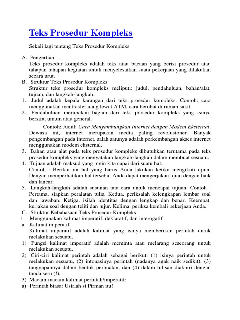 Contoh Teks Prosedur Kompleks Contoh Resource