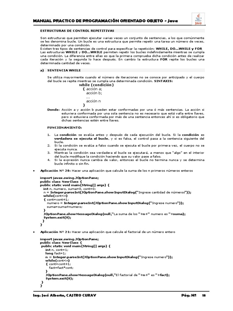 Estructuras de Control en Java: Bucles | PDF | Programación de ...