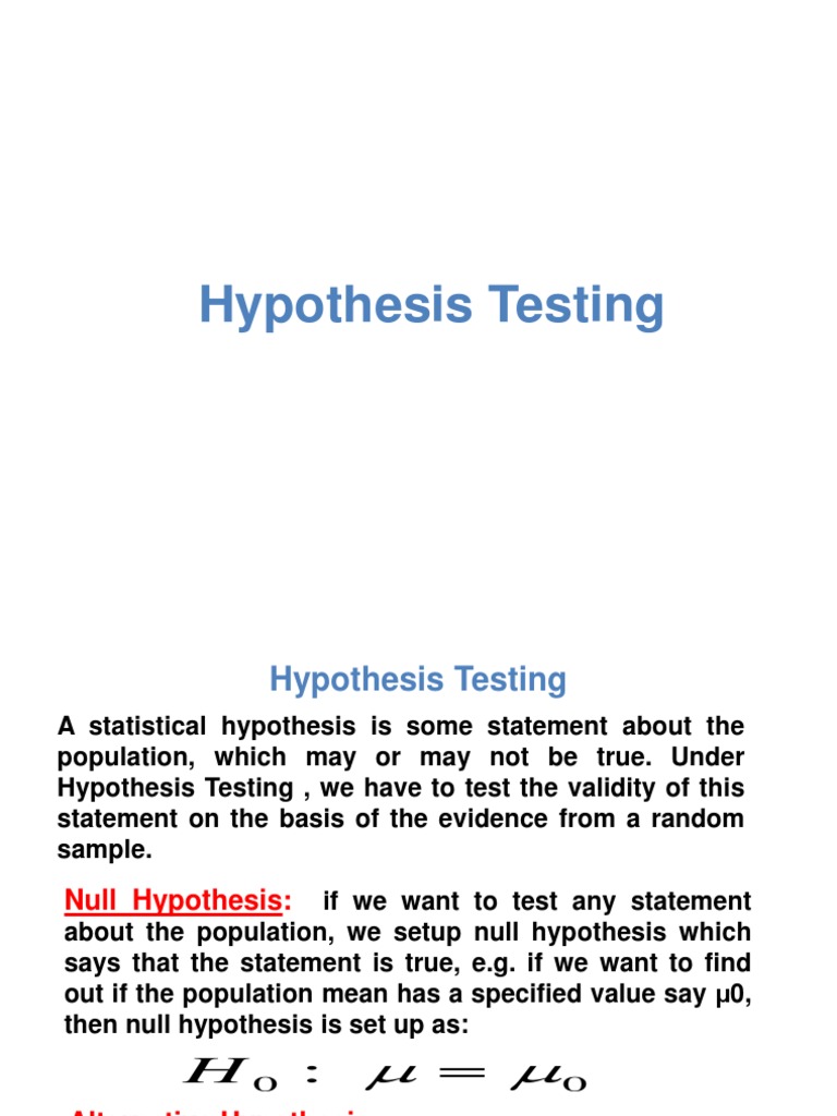 Hypothesis Testing MBA PDF P Value Statistical Hypothesis Testing