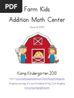 Farm Kids Addition Math Center Sums Of