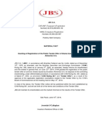 Granting of Registration of The Public Tender Offer of Shares Issued by Excelsior Alimentos S.A.