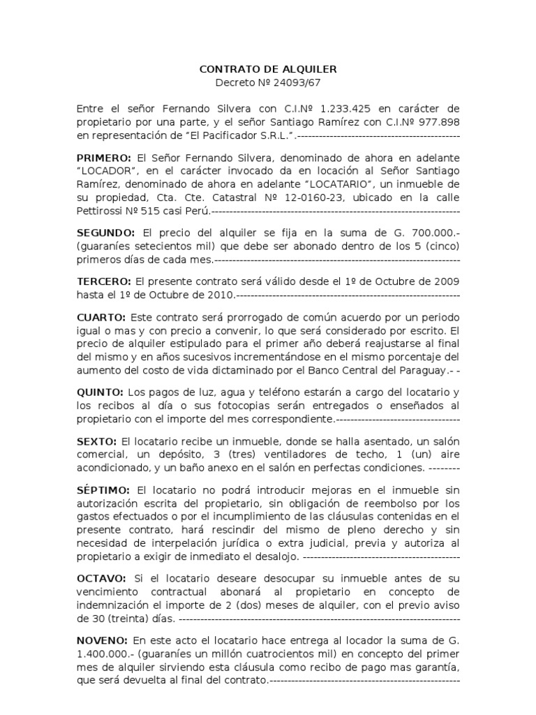 Modelo de CONTRATO DE ALQUILER