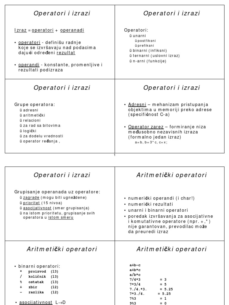 C Operatori Kontrolne Strukture | PDF